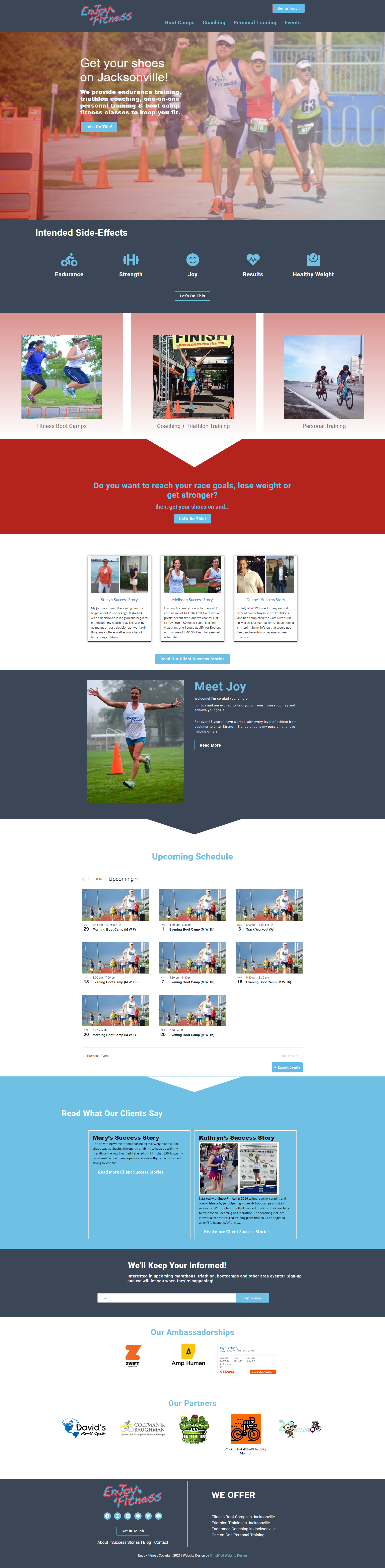 Example of website design for fitness instructors
