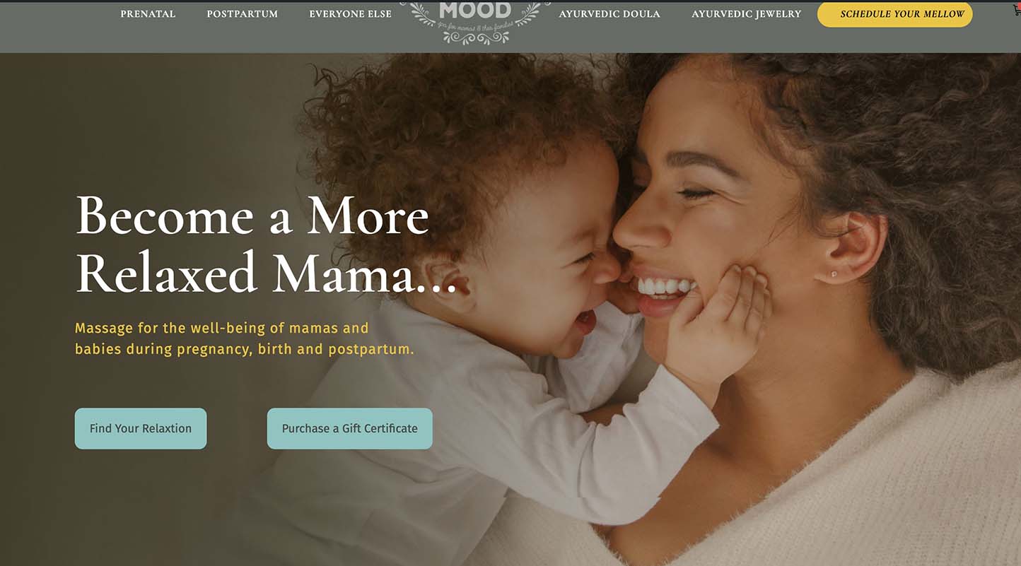 Screenshot of A Mellow Mood Massage Home Page